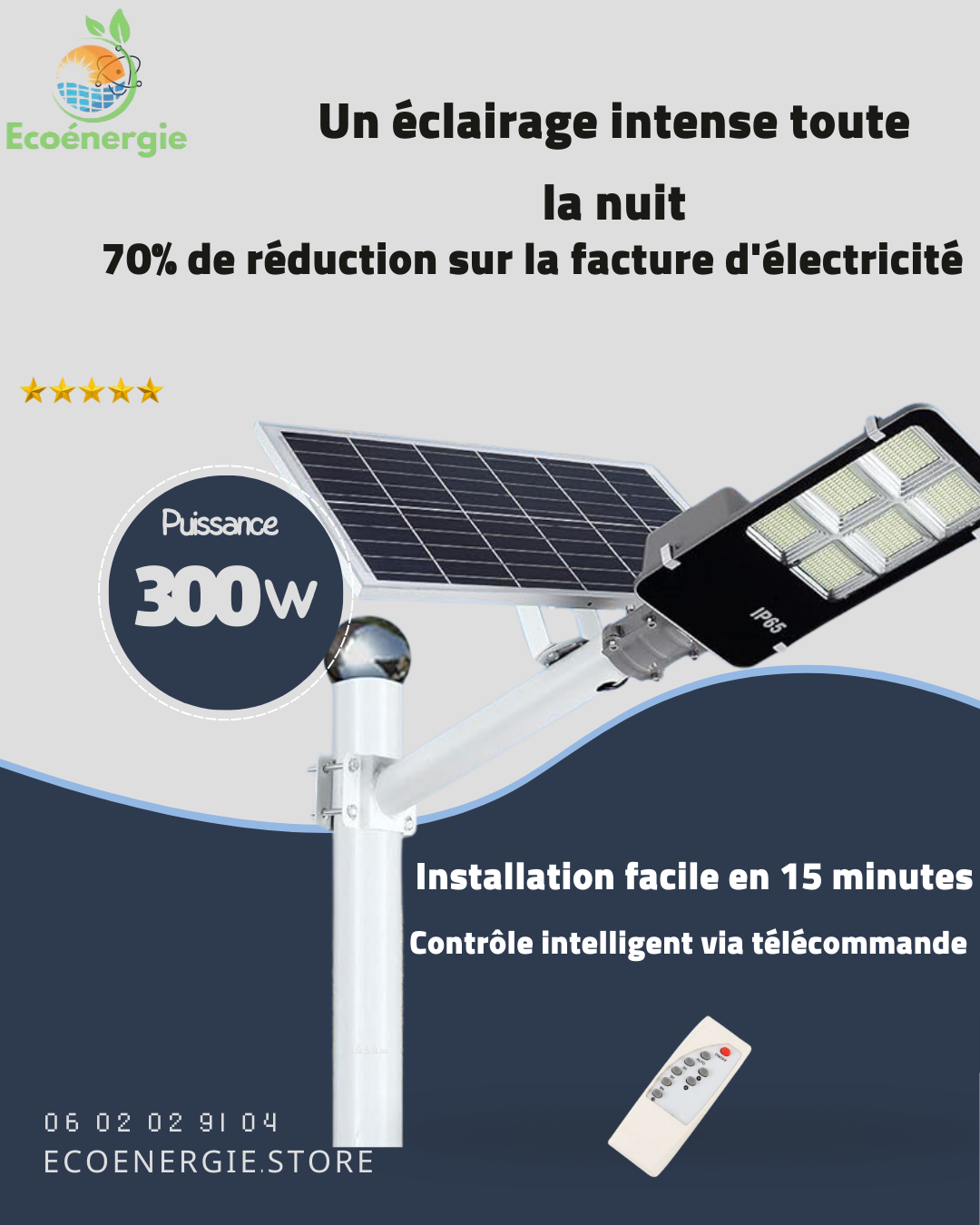 Lampe Solaire 400W – L'excellence de l’éclairage autonome de haut de gamme