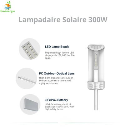Éclairez votre extérieur toute la nuit sans électricité - Lampadaire Solaire 300 W BleuCarbon©