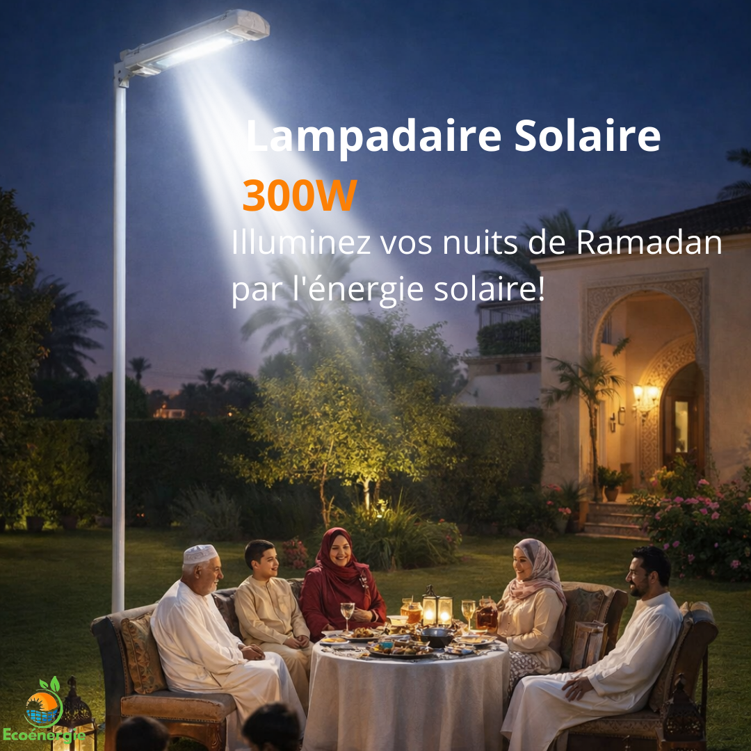 Éclairez votre extérieur toute la nuit sans électricité - Lampadaire Solaire 300 W BleuCarbon©